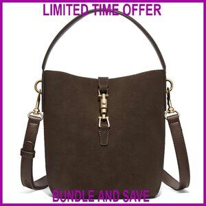 Small Vegan Leather Bucket Bag Crossbody Shoulder Purse Women's Handbag